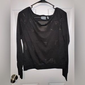 Athleta limitless black mesh long sleeve pullover